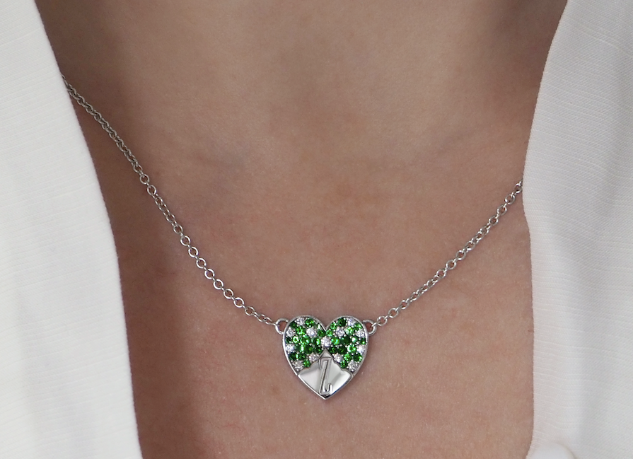 Tsavorite And Diamond Heart-Shape Necklace - Initial 'Z'