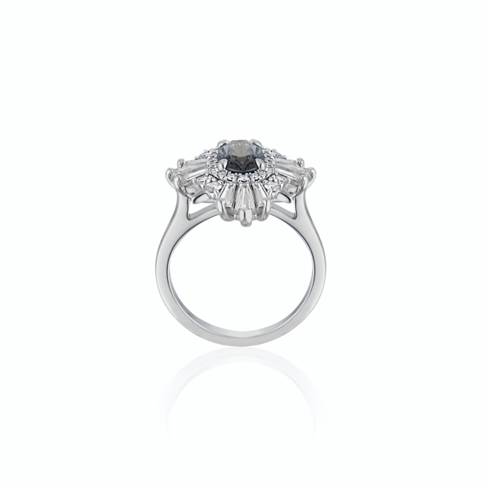 18ct White Gold Art Deco Style Diamond Engagement Ring