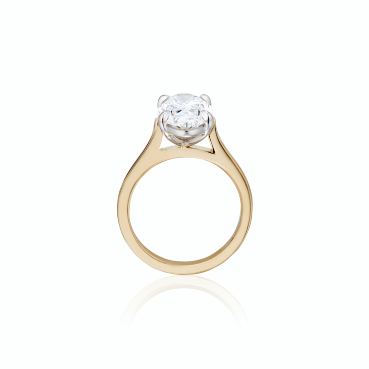 18ct White & Yellow Gold Claw Set Oval Diamond Ring