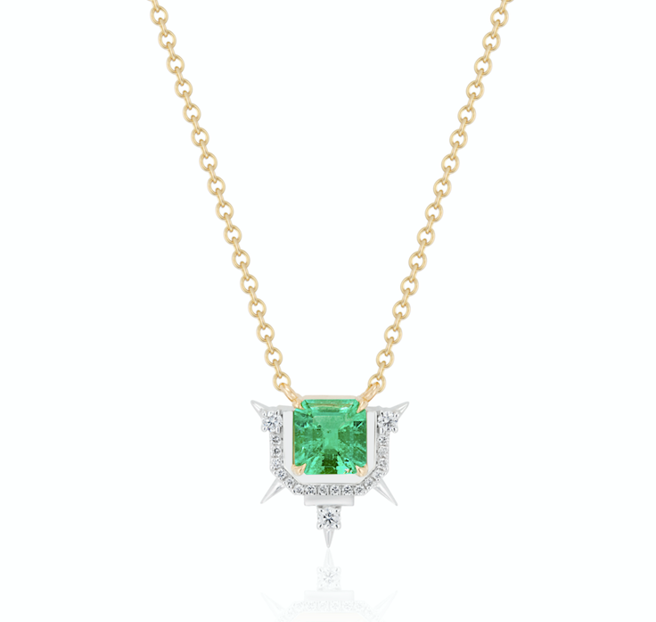 Muzo Emerald & Diamond Spike Pendant Necklace