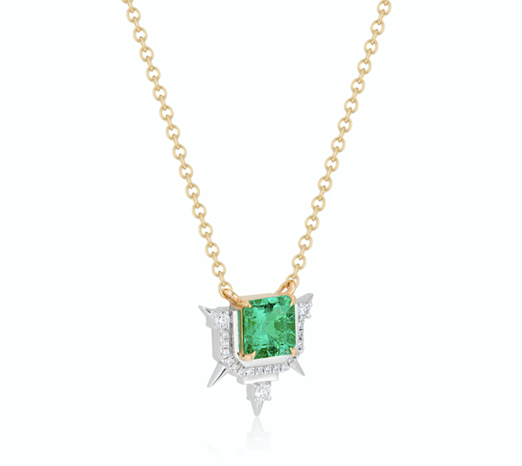 Muzo Emerald & Diamond Spike Pendant Necklace