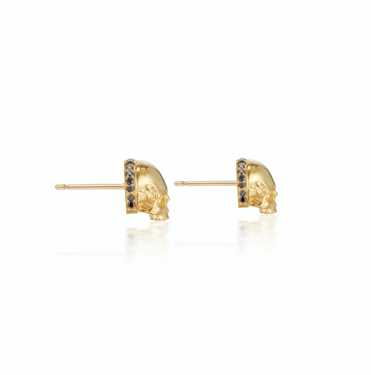 Black Diamond Skull Stud Earrings