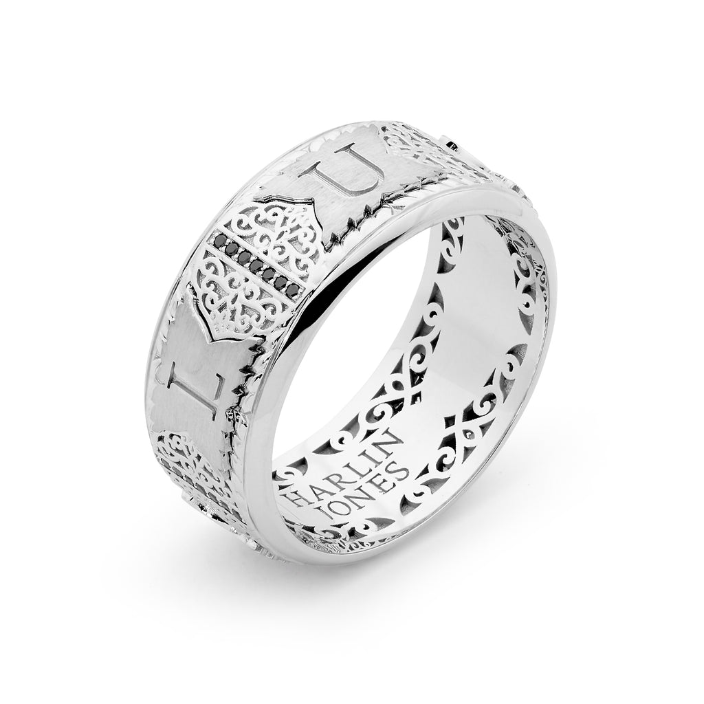 LUANA - 18ct White Gold - Black Diamond Wedding Band