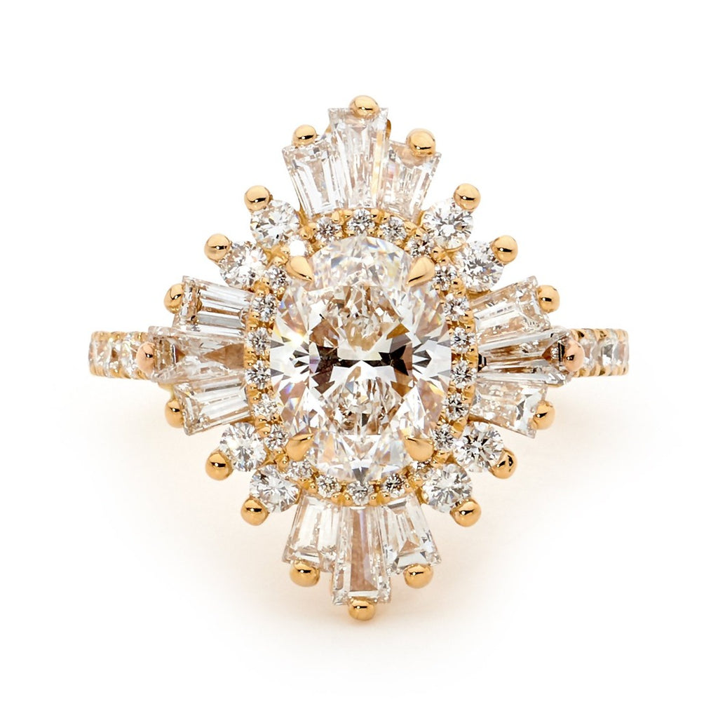 18ct Rose Gold Art Deco Style Diamond Engegement Ring
