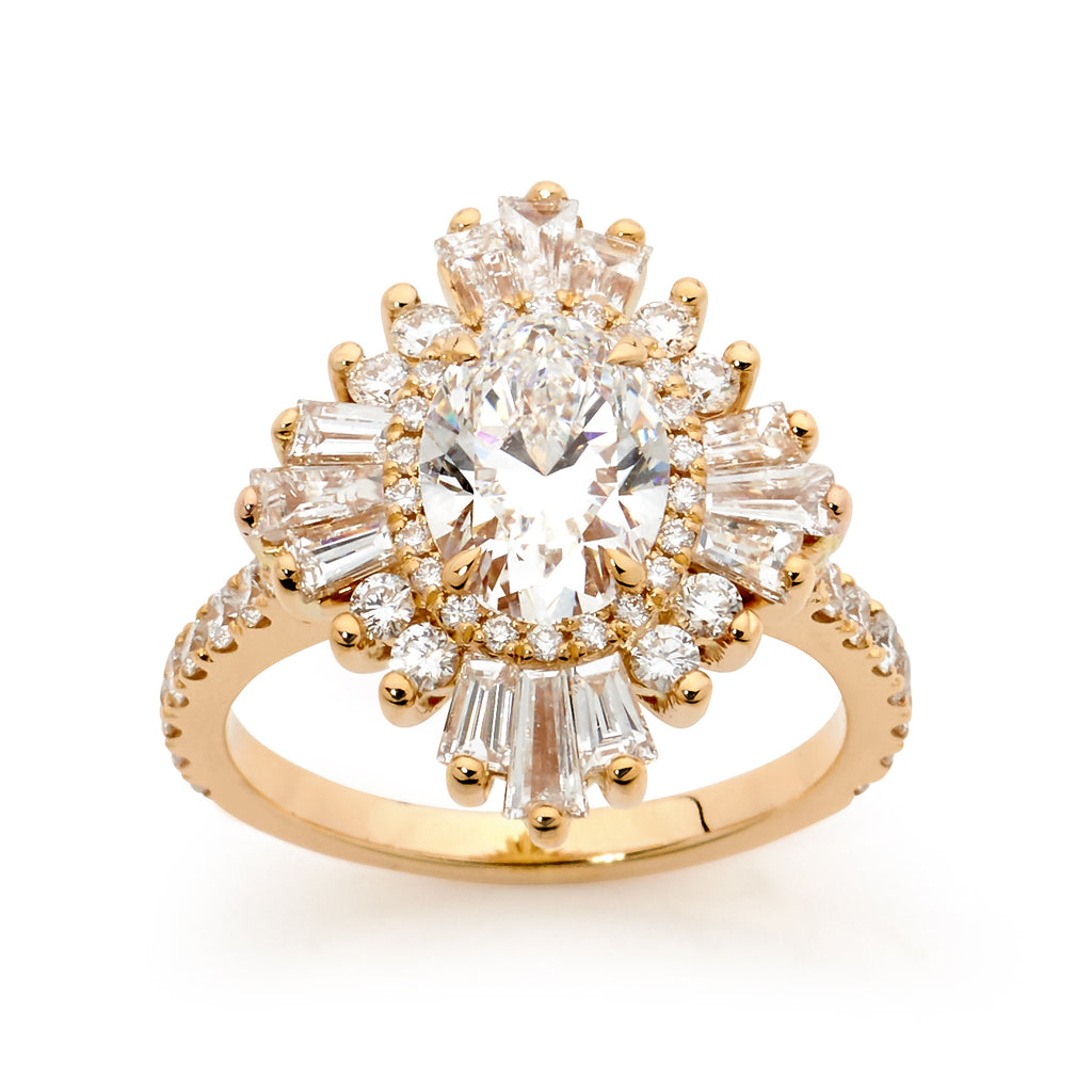 18ct Rose Gold Art Deco Style Diamond Engegement Ring