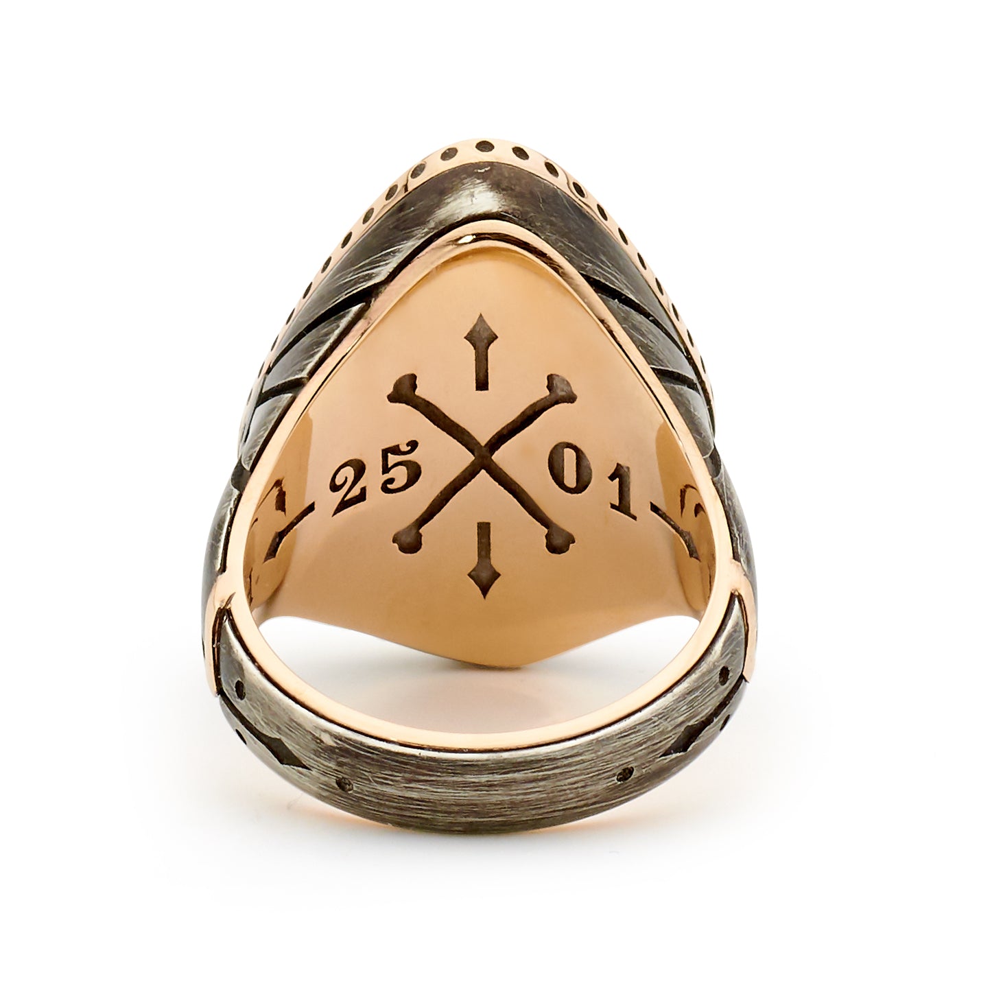 Mens 18ct Rose Gold - Ozidized Silver - Ithaca Peak Turquoise Wedding Band