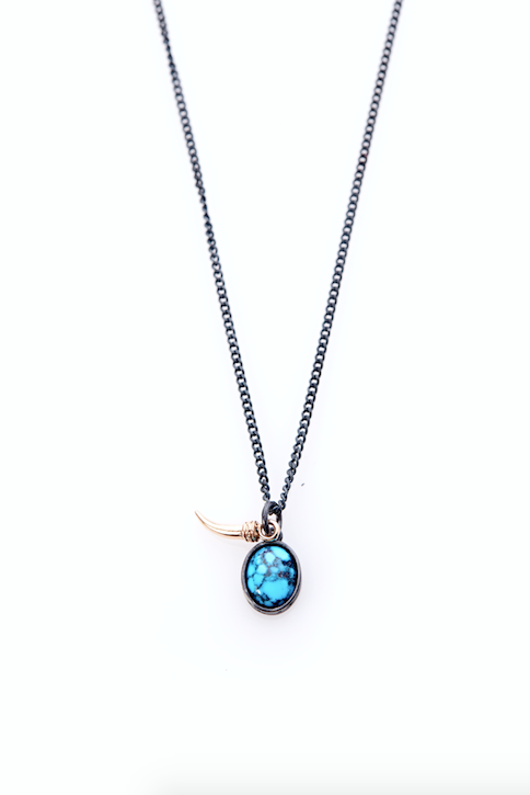gold tusk necklace. silver turquoise necklace. mens jewelry. mens designer jewelry