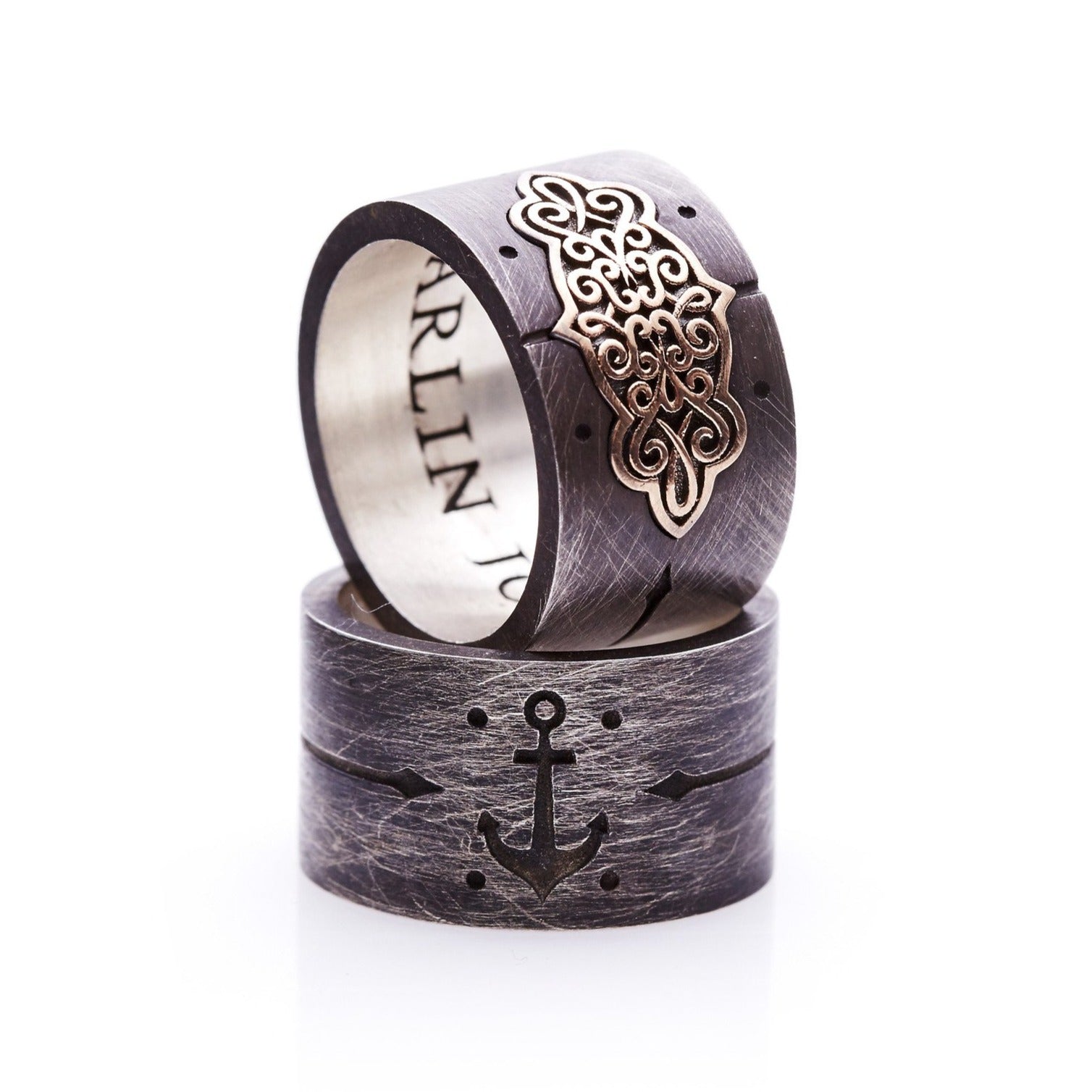 mens silver-gold rings. mens designer wedding rings. mens custom rings. mens jewelry
