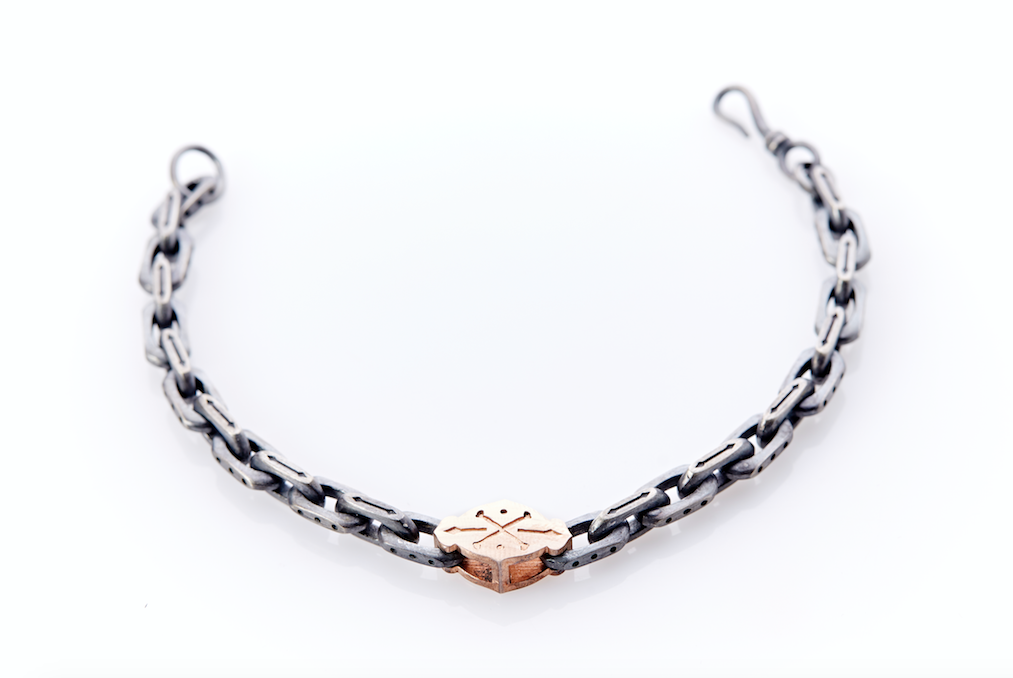 Mens Linked Silver - Gold Bracelet