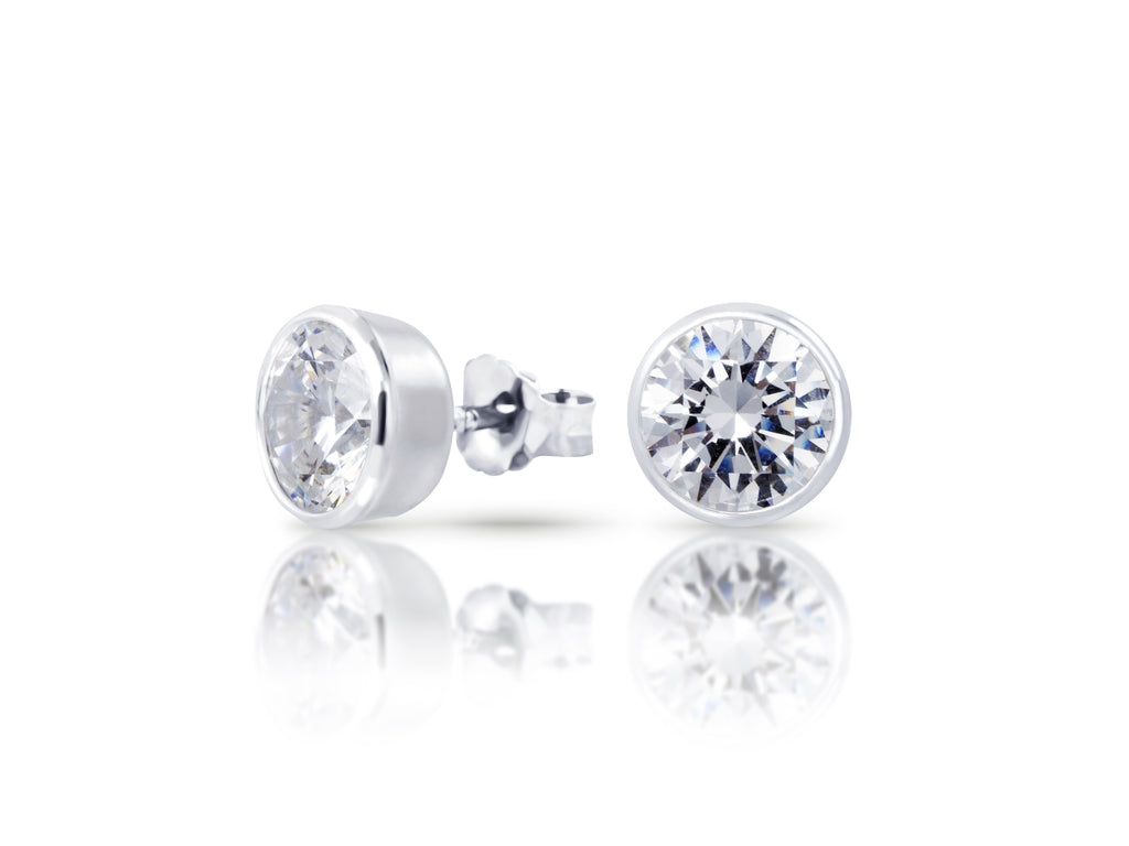 Diamond Stud Earrings - Bezel Set