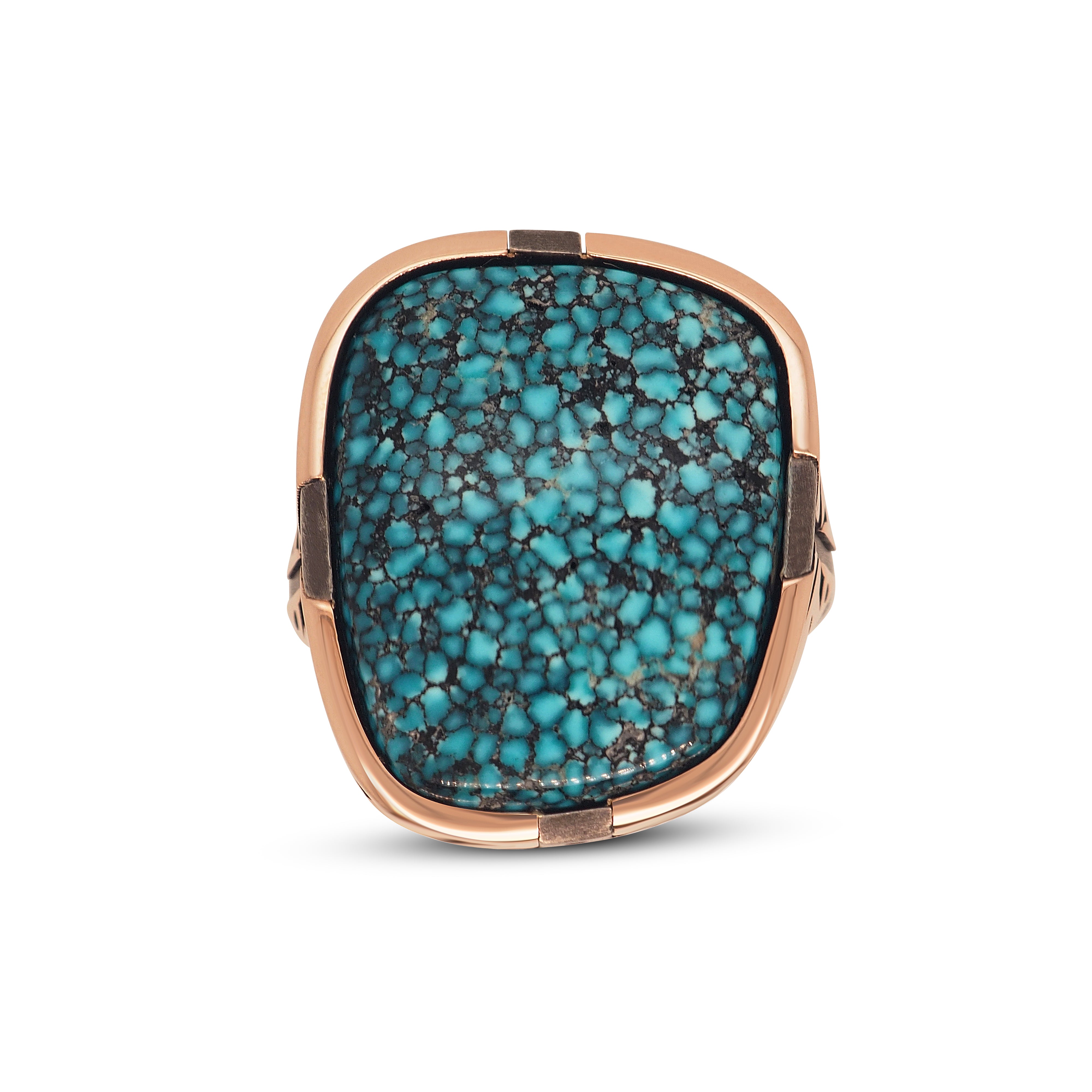 Black-webbed Kingman Turquoise Ring - Cross Arrows